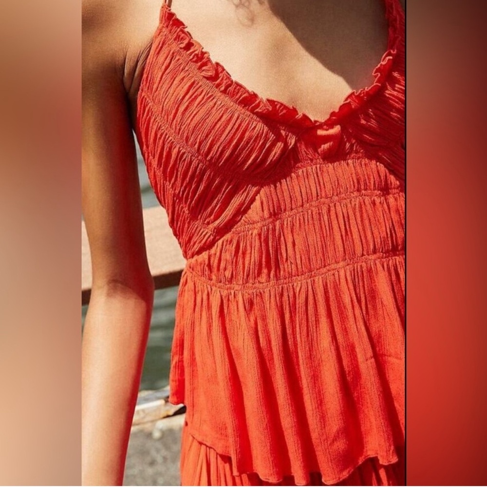 Free People Hooke On You Orange Halter Top